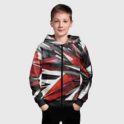 Толстовка на молнии детская Чёрно-красно-белая абстракция, цвет: 3D-черный — фото 2