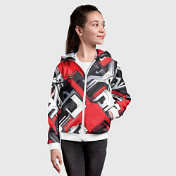 Толстовка на молнии детская Красно-белый техно паттерн, цвет: 3D-белый — фото 2