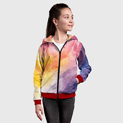 Толстовка на молнии детская Краски акварели, цвет: 3D-красный — фото 2