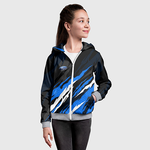 Детская толстовка на молнии Субару - черно-синий / 3D-Меланж – фото 4