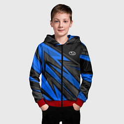 Толстовка на молнии детская Субару - синяя спорт униформа, цвет: 3D-красный — фото 2