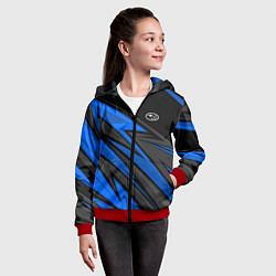 Толстовка на молнии детская Субару - синяя спорт униформа, цвет: 3D-красный — фото 2