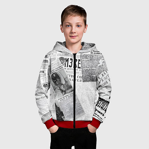 Детская толстовка на молнии Izvestiya / 3D-Красный – фото 3