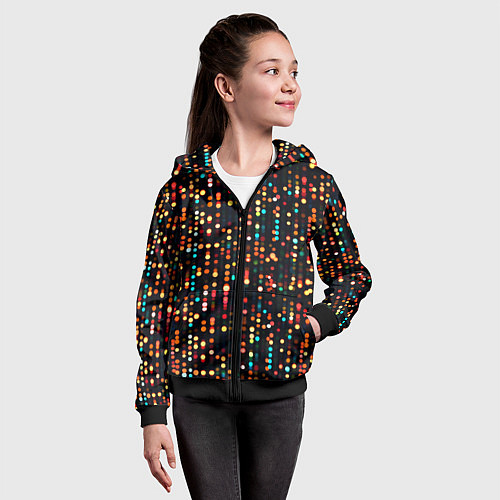 Детская толстовка на молнии Мерцающие новогодние гирлянды / 3D-Черный – фото 4