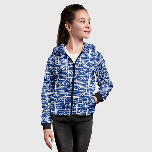Детская толстовка на молнии Паттерн с узлами водопроводного лабиринта / 3D-Черный – фото 4