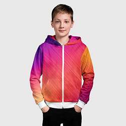 Толстовка на молнии детская Градиент в косую полоску, цвет: 3D-белый — фото 2