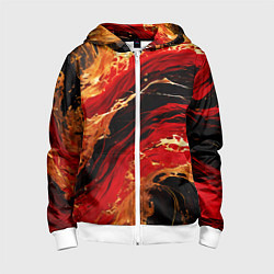 Толстовка на молнии детская Красно-золотые брызги на чёрном фоне, цвет: 3D-белый