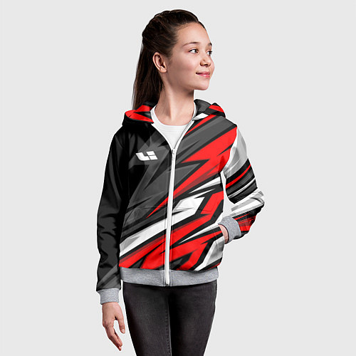 Детская толстовка на молнии Lixiang - красный спортивный / 3D-Меланж – фото 4