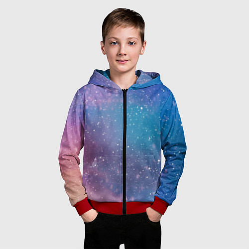 Детская толстовка на молнии Winter falls gradient / 3D-Красный – фото 3