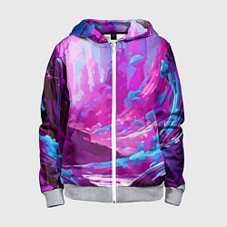 Толстовка на молнии детская Фиолетовая кислотная абстракция, цвет: 3D-меланж