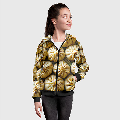 Детская толстовка на молнии Хинкали / 3D-Черный – фото 4