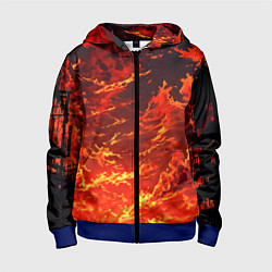 Толстовка на молнии детская Багровый огненный закат, цвет: 3D-синий