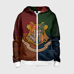 Толстовка на молнии детская Hogwarts emblem, цвет: 3D-белый