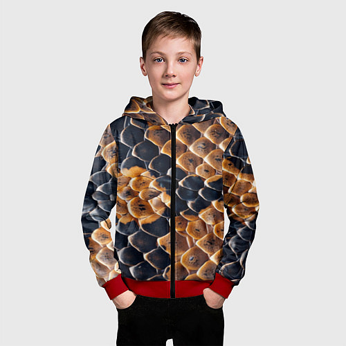 Детская толстовка на молнии Змеиный талисман / 3D-Красный – фото 3