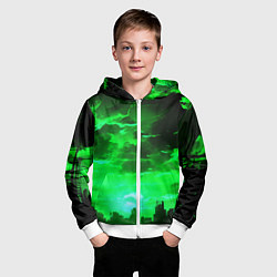 Толстовка на молнии детская Кислотный зелёный закат, цвет: 3D-белый — фото 2