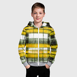 Толстовка на молнии детская Чёрные полосы на жёлто-белом фоне, цвет: 3D-меланж — фото 2