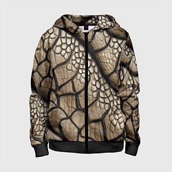 Толстовка на молнии детская Найди змею, цвет: 3D-черный