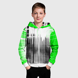 Толстовка на молнии детская Зелёно-чёрный гранж на белом фоне, цвет: 3D-белый — фото 2