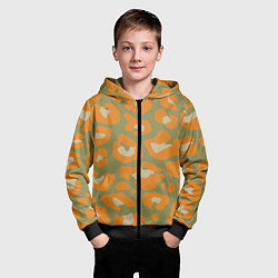 Толстовка на молнии детская Рыже-зеленый леопардовый, цвет: 3D-черный — фото 2
