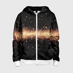 Толстовка на молнии детская Огненные искры на черном, цвет: 3D-белый