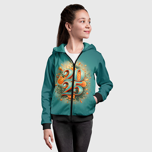 Детская толстовка на молнии Мандариновый 2025 / 3D-Черный – фото 4