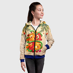 Толстовка на молнии детская Веселая змея 2025, цвет: 3D-синий — фото 2