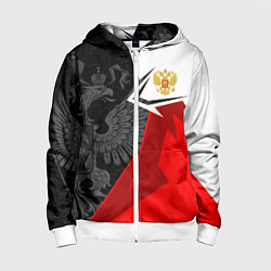 Детская толстовка на молнии Герб России - красно-белый