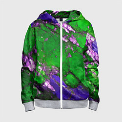 Толстовка на молнии детская A purple mineral in a green stone, цвет: 3D-меланж