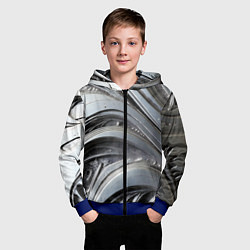 Толстовка на молнии детская Полированный серебряный металл, цвет: 3D-синий — фото 2