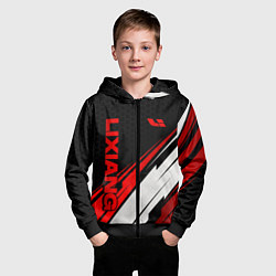 Толстовка на молнии детская Lixiang - красная абстракция, цвет: 3D-черный — фото 2