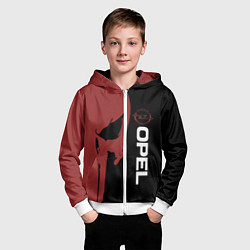 Толстовка на молнии детская Опель и череп, цвет: 3D-белый — фото 2