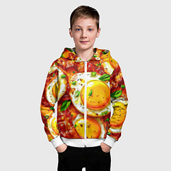 Толстовка на молнии детская Яичница с беконом, цвет: 3D-белый — фото 2