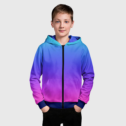 Детская толстовка на молнии Градиент закат сине-розовый / 3D-Синий – фото 3
