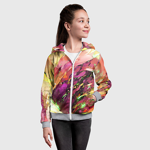 Детская толстовка на молнии Красно-жёлтая абстракция / 3D-Меланж – фото 4