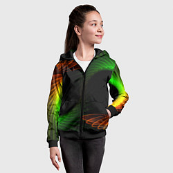 Толстовка на молнии детская Оптический дым текстура, цвет: 3D-черный — фото 2