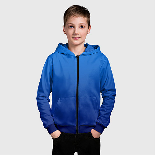 Детская толстовка на молнии Градиент лазурный синий / 3D-Синий – фото 3