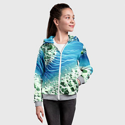 Толстовка на молнии детская Берег и синие волны, цвет: 3D-меланж — фото 2