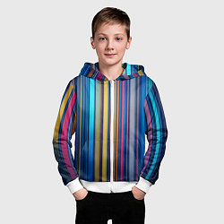 Толстовка на молнии детская Яркие вертикальные линии, цвет: 3D-белый — фото 2
