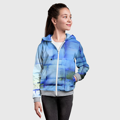 Детская толстовка на молнии Чёрные пятна на синем фоне абстракция / 3D-Меланж – фото 4