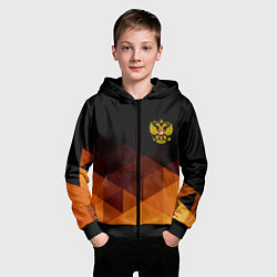 Толстовка на молнии детская Герб России геометрия, цвет: 3D-черный — фото 2