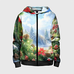 Детская толстовка на молнии Новогодний дневной пейзаж