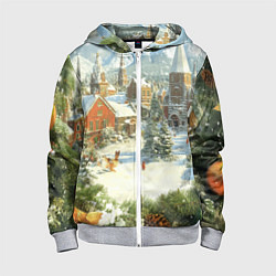 Детская толстовка на молнии Фон рождества