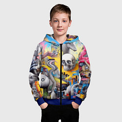 Толстовка на молнии детская Урбанистический сон - сюрреализм, цвет: 3D-синий — фото 2