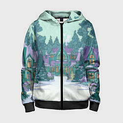 Детская толстовка на молнии Новый год - двор