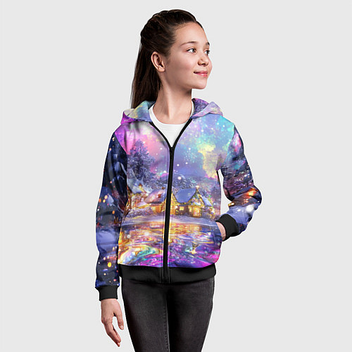 Детская толстовка на молнии Настроение рождества / 3D-Черный – фото 4