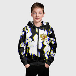 Толстовка на молнии детская Россия герб глитч, цвет: 3D-черный — фото 2