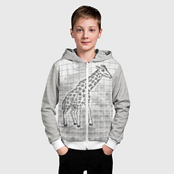 Толстовка на молнии детская Жираф на тетрадном листе, цвет: 3D-белый — фото 2