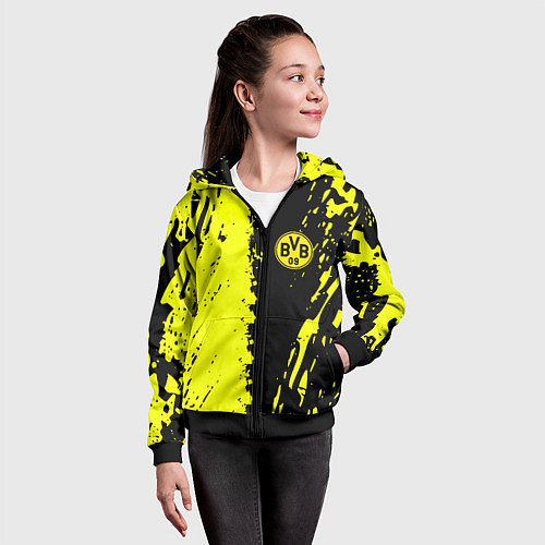 Детская толстовка на молнии Borussia краски текстура / 3D-Черный – фото 4