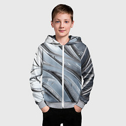 Толстовка на молнии детская Полированный металл серебряный, цвет: 3D-меланж — фото 2