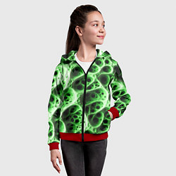 Толстовка на молнии детская Зелёная пористая структура, цвет: 3D-красный — фото 2